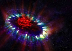 image002explosion étoile The remains of the stellar explosion, known as supernova 1987A, are located in the Large Magellanic Cloud, a dwarf galaxy roughly 168,000 light-years away from Earth..jpg